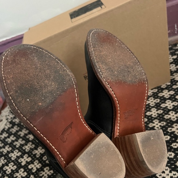 Red Wing Heritage Black Leather Harriet Stacked Heel Ankle Boots Size 6 - Picture 6 of 6